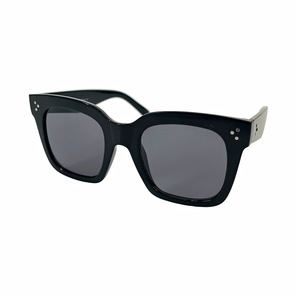 Women's Glam Square Sunglasses Black Plastic Frame Gray Tinted Lens UV400 S1057